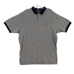 Polo Ralph Lauren Polo Shirt Mens L Blue Striped Short Sleeve Polo Shirt